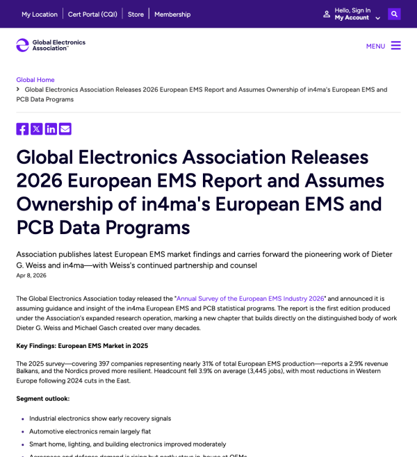 「欧州EMS業界年次調査2026」発表