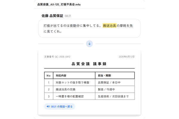 議事録作成時間を約90%削減！音声認識AI「モコボイス」が変える製造現場の働き方